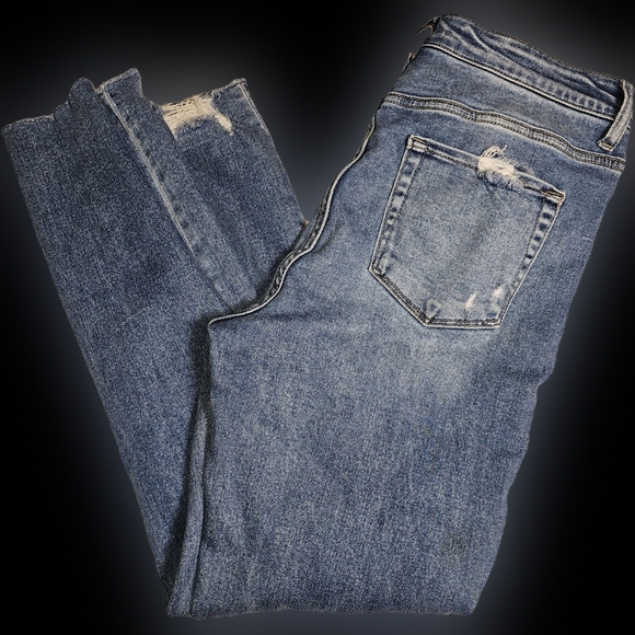 Flying Monkey Distressed Ripped Ankle Jeans Medium Wash 32 - Picture 8 of 13